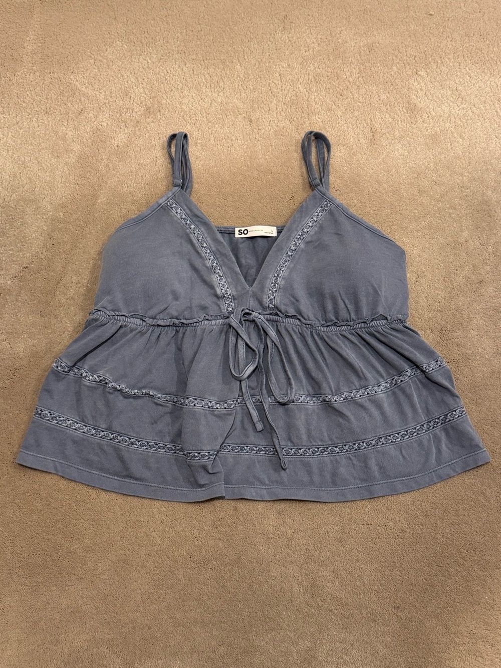SO Blue Baby Doll Tank Top Large